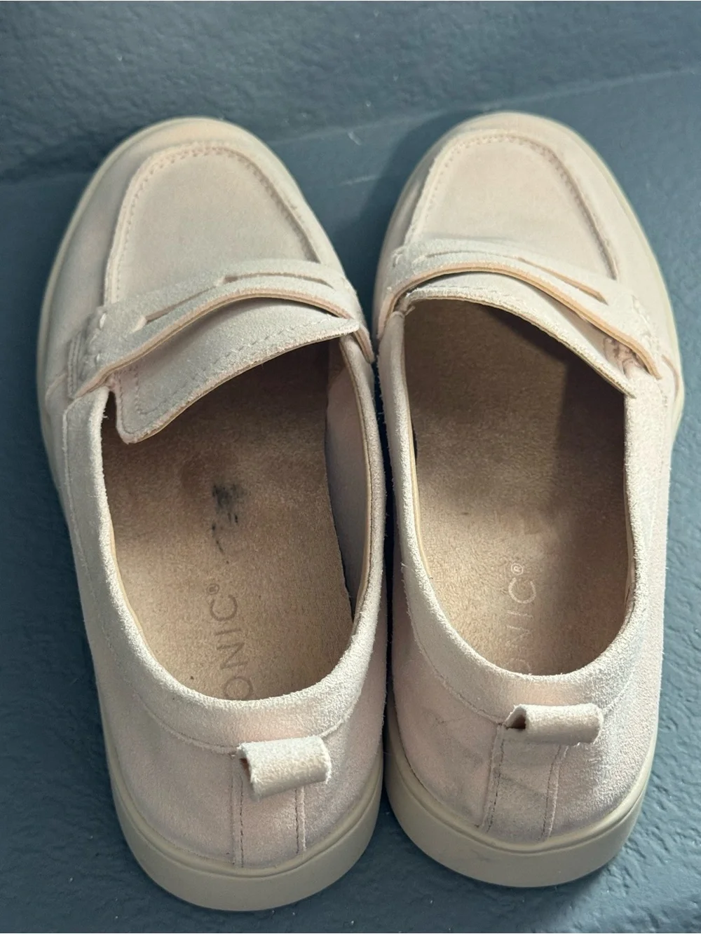 Vionic Women's Suede Penny Loafers in Blush / Cream